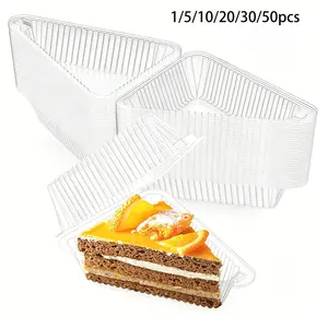 Thickened Disposable Plastic Cake Slice Containers, 5 Inch Individual Pie & Cheesecake Boxes, Bakery Cafe Packaging, 1/5/10/20/30/50pcs