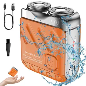 【Gifts】Lightweight Mini Electric Shaver - Portable USB Rechargeable, Comfort Beard Razor (Orange)