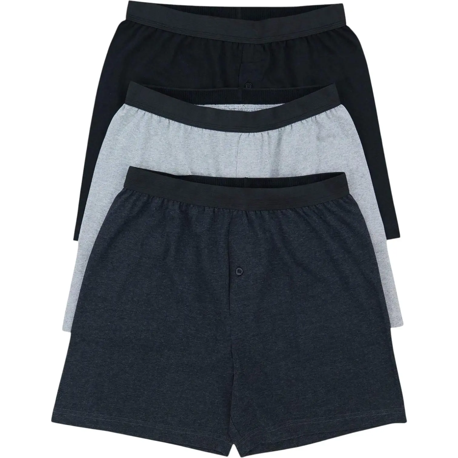 ToBeInStyle Men's Pack Of 3 Premium Cotton Blend Relaxed Fit Knit Boxer Shorts ToBeInStyle Men's Pack Of 3 Premium Cotton Blend Relaxed Fit Knit Boxer Shorts