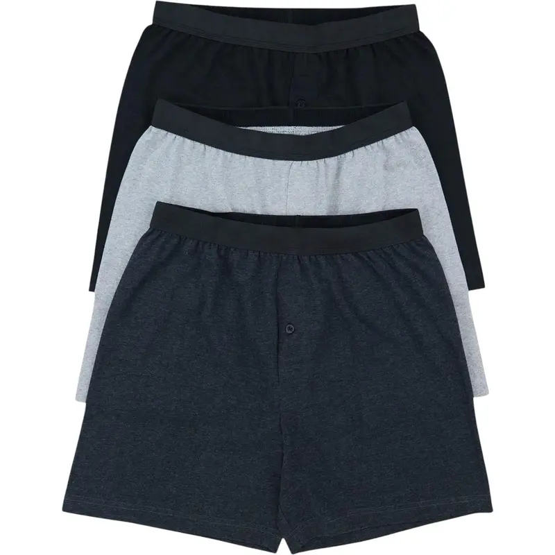 ToBeInStyle Men's Pack Of 3 Premium Cotton Blend Relaxed Fit Knit Boxer Shorts