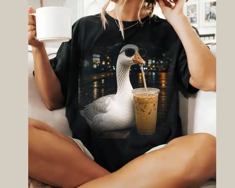 Funny Goofy Goose Graphic Tee Meme Shirt, Goose Shirt,Gift for Her,Funny Shirt Gift,Vintage Distressed Graphic Tee Cute,tshirt duck,Funny Goose sweater