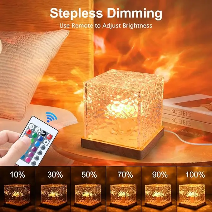 16-Color Changing LED Water Ripple Aurora Projector - Crystal Design, USB-Powered, Romantic Room Decor, House Decor, Room Lights, LED Lights Bedroom, Valentine's Day Gift, Living Room Decor