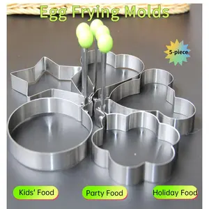 5-Piece Food-Grade Stainless Steel Egg Frying Molds