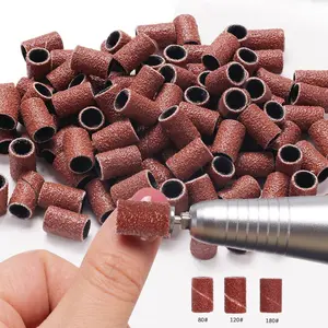 50Pcs #80 #120 #180Sanding Bands Nail Drill Bits Grits Electric File Nail Sanders Professional Drill Bits Set Rinder Band Colorful 3/32" Mandrel Bit For Manicures Nail Drill Machine, Nail Care Nail Grinding Tool