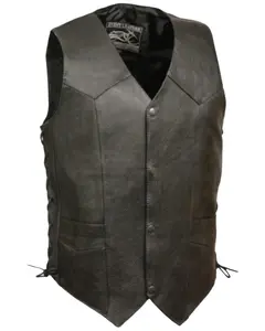 Milwaukee Leather Men's 4X Classic Side Lace Biker Vest Big - El1315go 4X