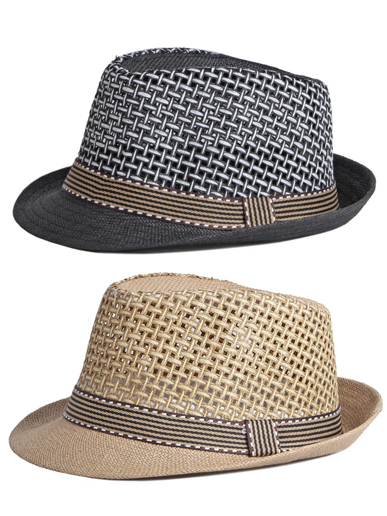 2Pack The Hat Depot Light Weight Classic Soft Cool Mesh Crushable Fedora Casual Hat Lightweight Sun Hat