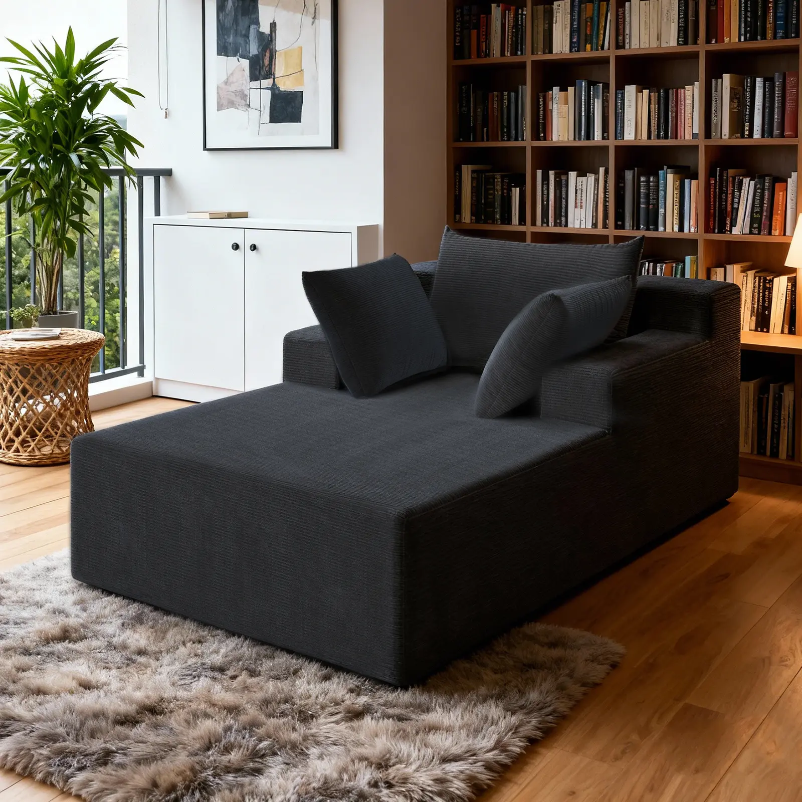 67 Inch Oversized Chaise Lounge Chair Indoor, Corduroy Sofa Bed, Boneless High Comfort Space-Saving ，No Assembly Required, Plush Foam Sleeper Couch for Living Room Bedroom | Oversized, Boneless, High Comfort, Strong Support, Space-saving Extra-Large Cloud