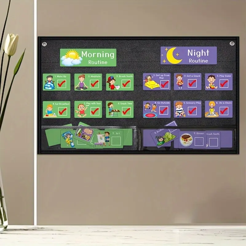 Roylanz Children Visual Calendar Wall Planners, Chore Chart Routine Schedule, Time Learning with Cards, Educational Gift for Kids, Autism, Boys Girls, Preschool Calendar, Wall Calendars, Visual Schedule Board, Teaching Supplies Calendar
