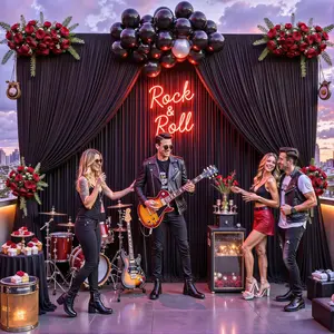 4 Panels Wrinkle Free Black Backdrop Curtain for Wedding Party, 20ft x 10ft Fabric Black Photo Backdrop Drapes  Drop Cloth for Birthday Bridal Shower  Shower Photography Background Curtain