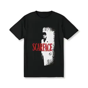 Women's Scarface Printed Cotton Top, Classic Soft Short-Sleeve Round Neck Streetwear Summer Casual Shirt (Movie Poster Inspired)