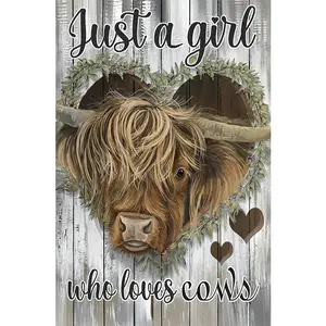 1PCS Just a Girl Who Loves Cows Diamond Painting Kit Highland Cow Heart Design DIY Wall Art Craft for