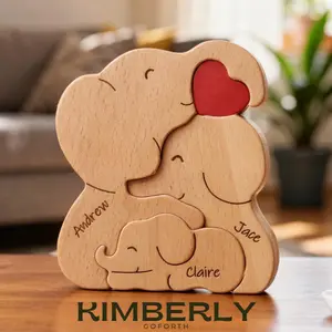 Personalized Wooden Elephant Family Puzzle, Mother's Day Gift, Family Decor, Elephant Gift, Gift For Mum, Family Keepsake, Adoption Gifts