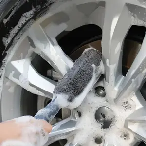 Car Wheel Cleaning Brush, Multipurpose Portable Car Wheel Cleaning Brush, Wheel Tire Wheel Rim Cleaning Brush, Plastic Handle Ultra-fine Fiber Brush, Professional Car Cleaning Tool, Car Detailing Tools, Car Cleaning Supplies, Car Detailing Accessories
