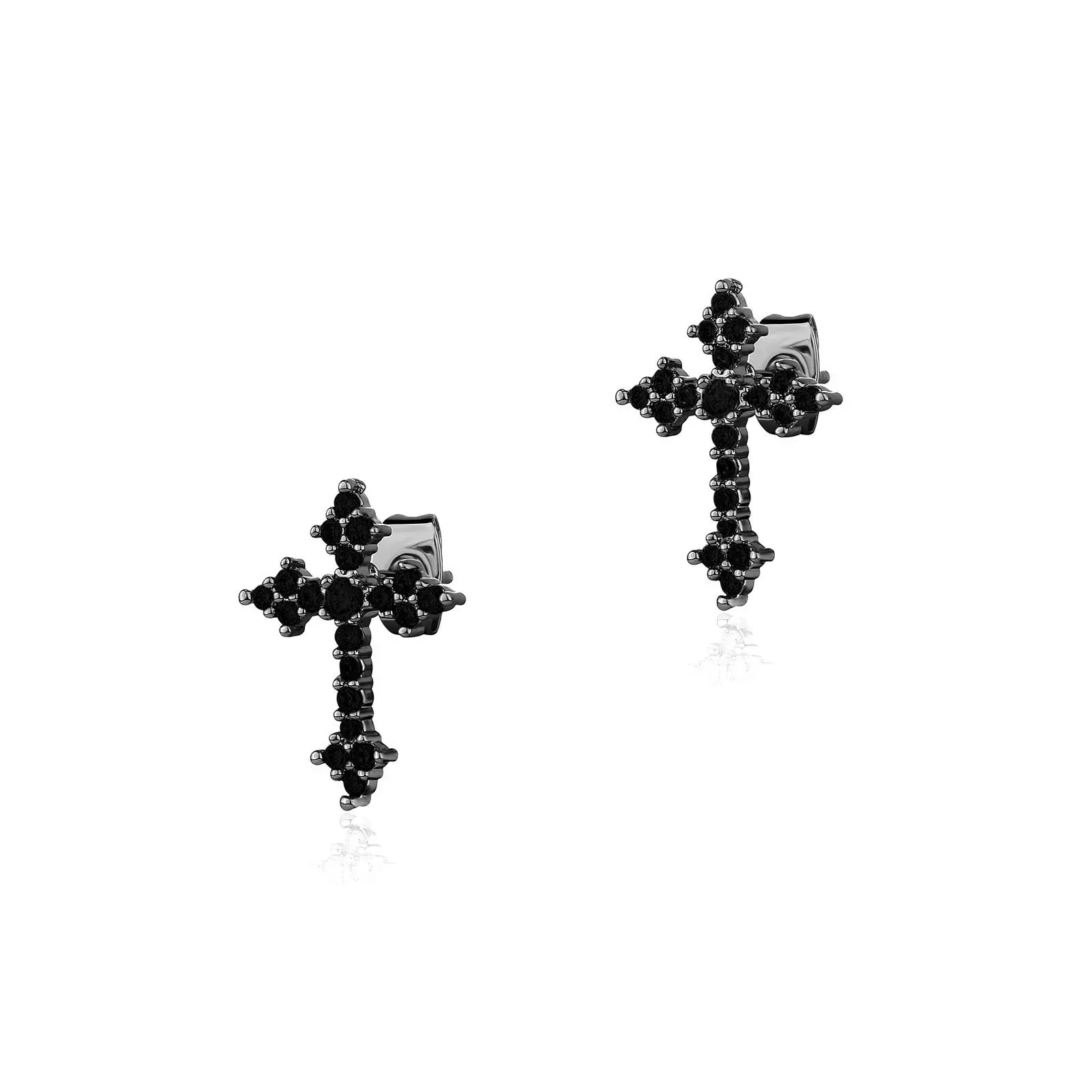 Black Rhombus Cross Stud Earrings