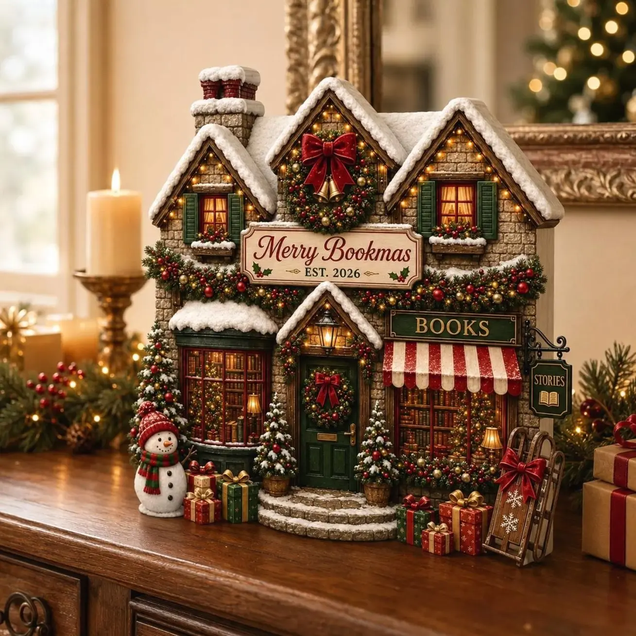 Custom Christmas Gingerbread House Decor, Personalized Family Name Wooden Block, Holiday Mantel Display, New Home Gift for Parents