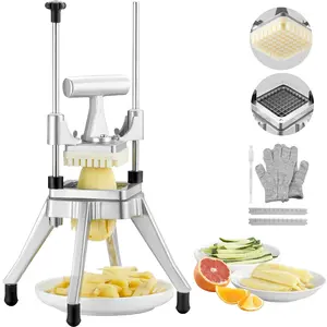 VEVOR Commercial Vegetable Fruit Chopper 3/8″ Blade Heavy Duty Professional Food Dicer Kattex French Fry Cutter Onion Slicer Stainless Steel for Tomato Peppers Potato Mushroom, Sliver Aluminium Kitchen
