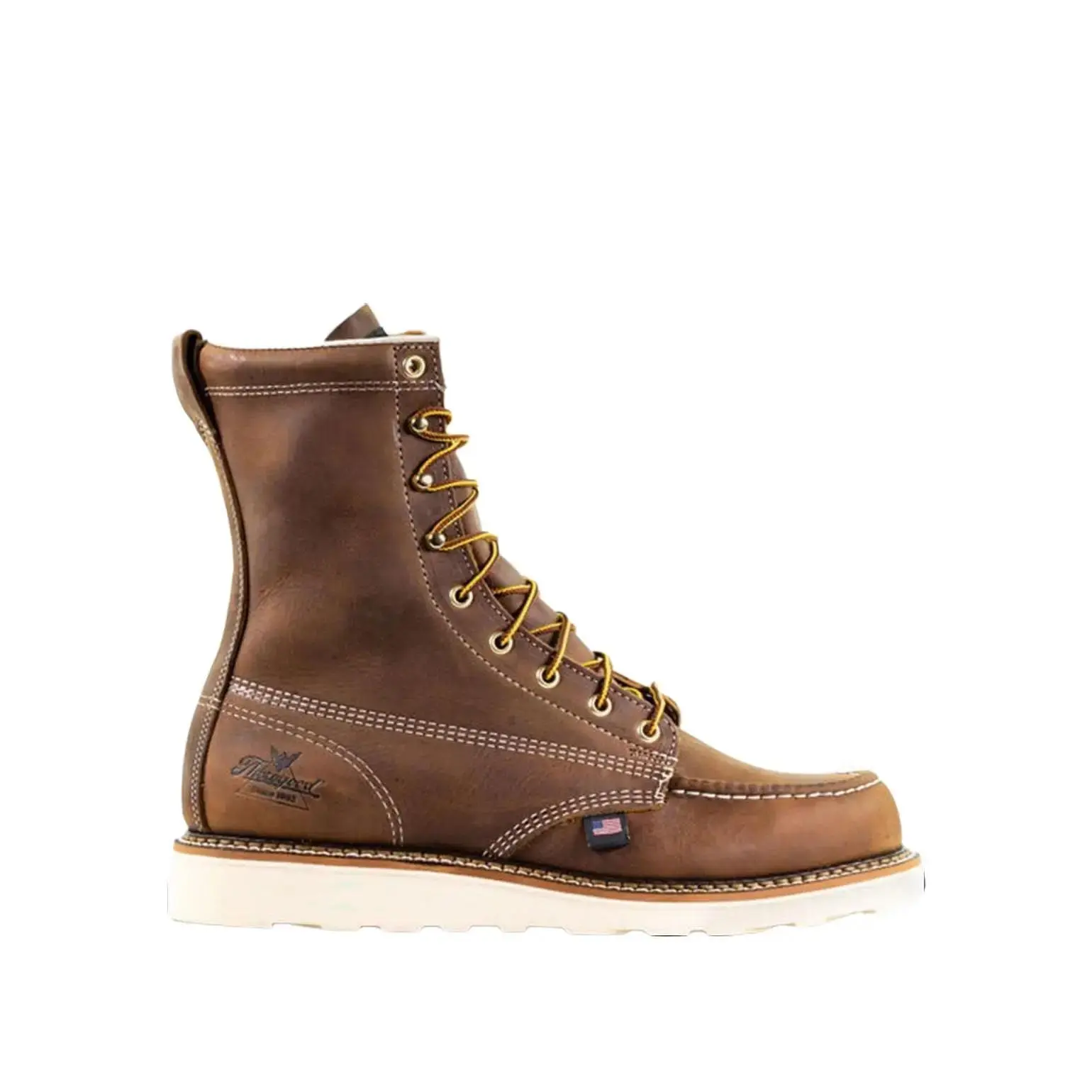 Thorogood Men's Work Boots - American Heritage 8" Moc Toe in Soft Crazyhorse Leather, Slip-Resistant Walking Shoes for Work Wear, Footwear