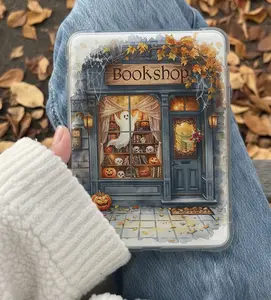 Halloween Bookshop Kindle Insert for Clear Case – Aesthetic Book Lover Decor | Cozy Reading Accessory