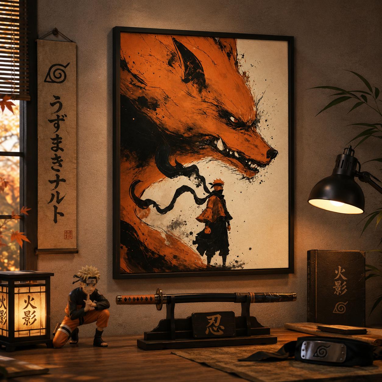 Naruto & Nine-Tailed Fox Canvas Wall Art Poster, Epic Anime Poster, Manga Inspired Room Decor for Bedroom, Gaming Room & Anime Fans
