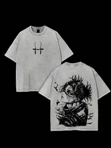 Choso Anime Graphic T-Shirt – Washed Cotton Tee, Soft Breathable Short Sleeve Shirt, Oversized Unisex Casual Gift for Anime Fans OSF