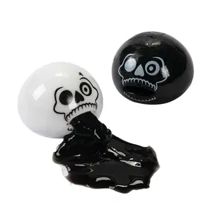 2" Halloween Skull Black & White Vinyl Slime Sucker Toys - 12 Pc.