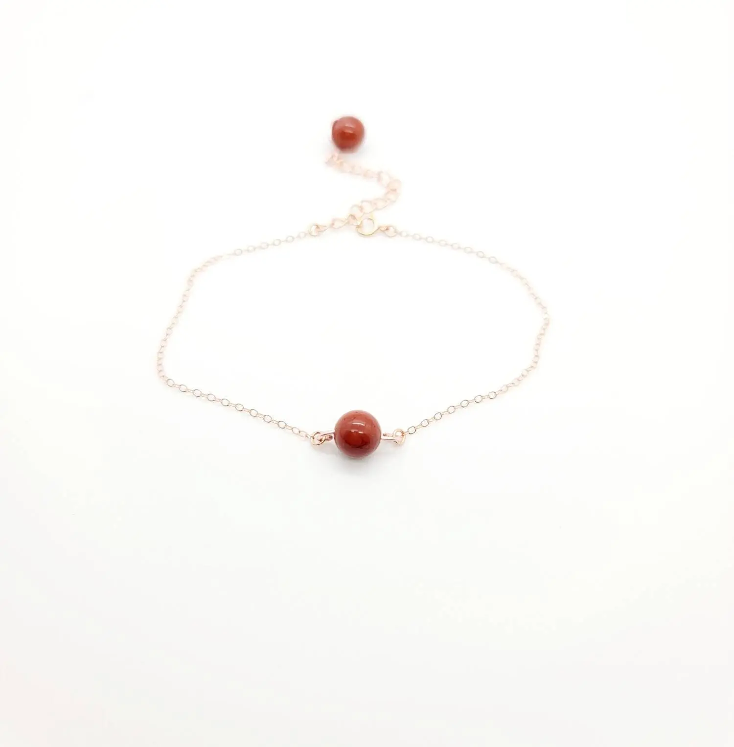 Red Jasper Bracelet: Raw Crystal, 14K Rose Gold Jewelry