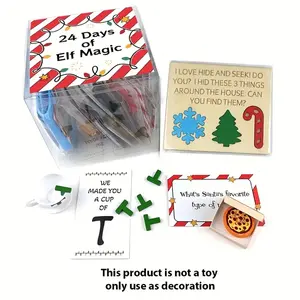 24 Days of Elf Magic Kit, Festive Holiday Party Favors, Party Favors Assortment, Colorful Elf Illustrations, Paper & Plastic Items, Christmas Gift Idea