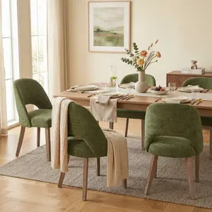 【Set of 6】ABCASA Mid-Century Modern Upholstered Wood Dining Chair, Farmhouse Kitchen Chairs, Comfy Dining Chairs for Kitchen, Dining Room, Small Spaces