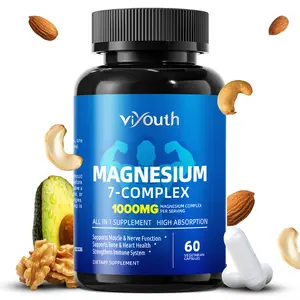 Viyouth Magnesium Complex 1000mg | 7-in-1 Blend with Zinc & Vitamins for High Absorption | 60 Count, Gluten-Free, Non-GMO Natural Supplements Natural Wellness Boost vitamins for women