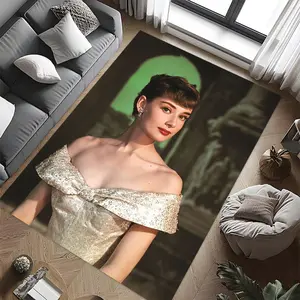 Audrey Hepburn (7) Stylish and creative printed pattern doormat for hallways, bathrooms, and entryways.  Home decor for living rooms, bedrooms, and bedside areas.  Suitable as Halloween, Christ