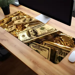 Rectangle Gaming Mouse Pad, Creative Dollar Pattern Mouse Pad, Multipurpose Office Desk Keyboard Mat with Non-Slip Rubber Base Stitched Edge for Home Office Game Mousepad