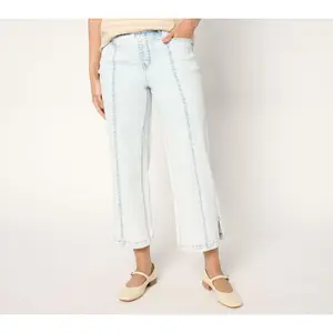 Isaac Mizrahi Live! Regular Indigo True Denim Crop Wide Leg Jeans