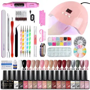 Nail Art Kit with 54W UV Lamp Glue Dryer Polisher Dead Skin Remover Finger Separator Manicure Pedicure Home Use Nail tool set