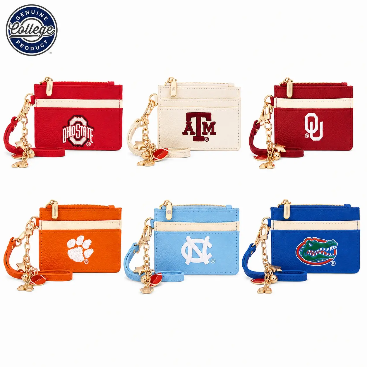 NCAA Casual PU Leather Wristlet Wallet with Embroidered Team Logo, Compact Multi-Compartment Card Holder for Game Day, Wristlet Strap, Team Logos 025, Baseball Fan, Artificial Faux Women's Wallets, Wand Card Holder, Embroidery, Everyday Carry