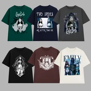 Corpse Bride Emily Tim Burton Movie Character Print T-Shirt Black, Sizes S-XXL