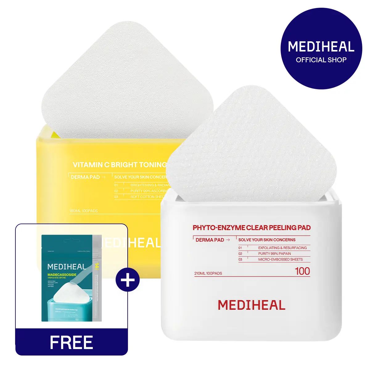 [Mediheal] Glow Skin Reset Duo | Vitamin C Toning Pad + Phyto-Enzyme Peeling Pad | 24/7 Illuminating & Texture Refining Care