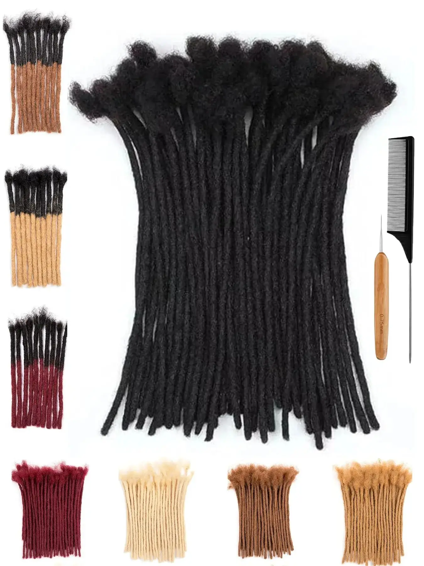 0.6cm Thickness Loc Extensions Human Hair Dreadlock Extensions Real Human Hair For Women Men Kids 100% Full Handmade Permanent Locs Extensions Can Be Dyed And Bleached Dreadlocks Extensions