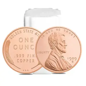 (Tube of 20) Golden State Mint Lincoln Wheat Cent 1 oz Copper Round