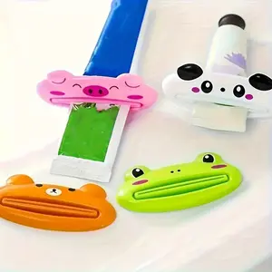 10 Cartoon Animal Toothpaste Squeezers for Kids, Fun Plastic Bathroom Accessories, Independent and Easy to Use, Toothpaste Dispenser