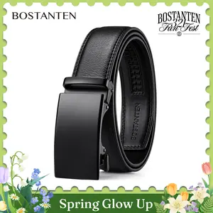 BOSTANTEN Mens Belt Leather Ratchet Easy Release Belt For Men Designer Belt Dress and Casual with Adjustable Buckle for Men's Wear Gift Textured Fathers Gift SpringStatements