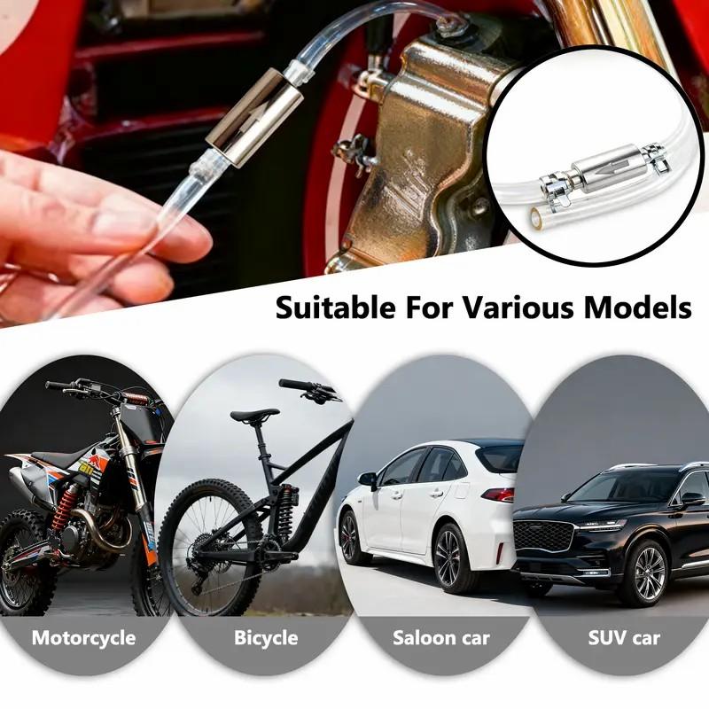 Brake bleed hose, one-way check valve tube bleed tool kit, suitable for car and motorcycle clutch, upgraded version universal hydraulic brake system brake fluid bleed tool kit with metal clamp hose