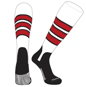 PEAR SOX OTC Baseball Softball Stirrup Socks (C, 5in) White, Black, Red, Black