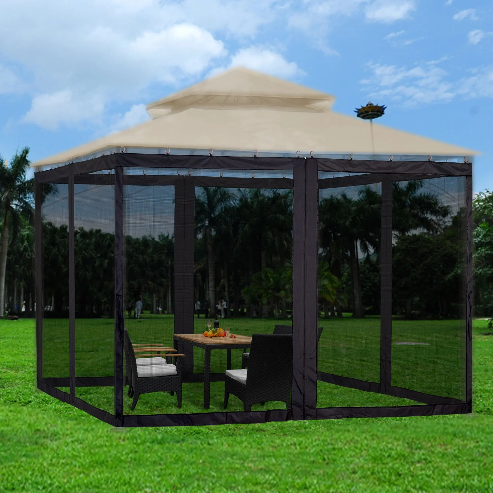 Gazebo Replacement Mosquito Netting 10*12Inch/Black