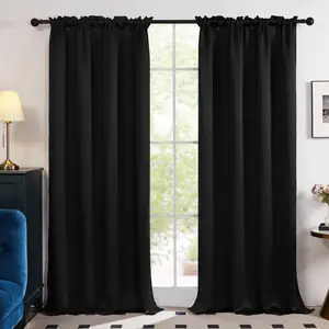 Room Decor Solid Color Curtains, 2 Panels (Multi-Size) – Modern Blackout Drapes, Home Decoration for Living Room, Bedroom, Summer Home, Decorations Uv Protection Noise Reduction