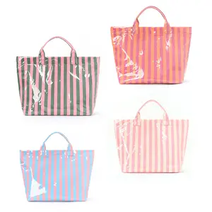 Fashion Striped Tote Bag Lightweight Large Capacity Shoulder Bag Casual Daily Commute & Travel Handbag Trendy All-Season Beach Bag