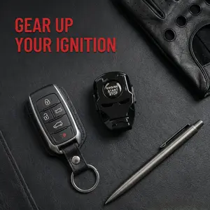 Superhero Armor Push to Start Button Cover - Metal Engine Ignition Trim, Anti-Scratch Car Interior Accessory Gadget