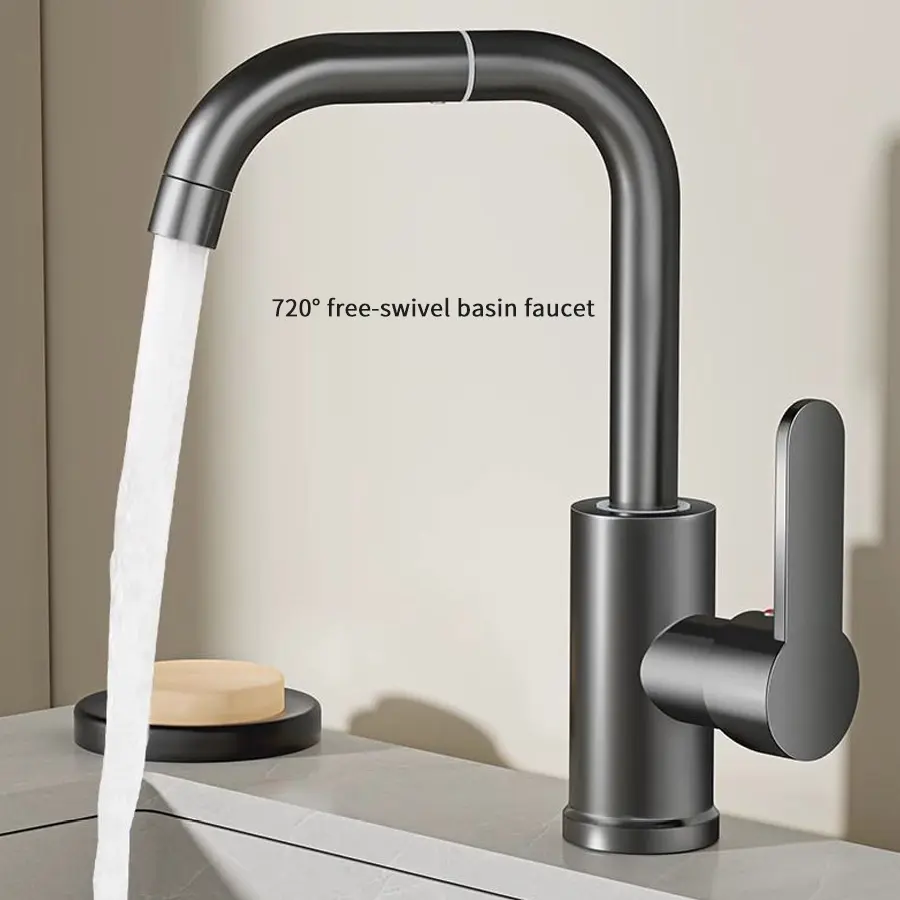 Elegant 720° Rotating High Arc Faucet for Kitchen and Bathroom Use, 360° Rotation Design with Brushed Finish, Ideal for Drinking Water, Basin Mixer Tap, Stainless Steel Tap, Kitchen Faucets