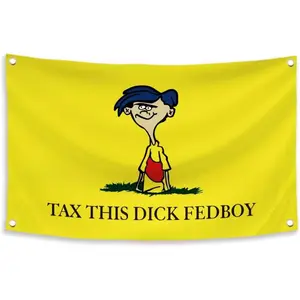 Tax This Dick Fedboy Funny Flag,40x60in Meme Flags Funny Man Cave Wall Flag for College Dorm Decor, Outdoor, Bedroom or Home Office Wall Decor Banner Gift