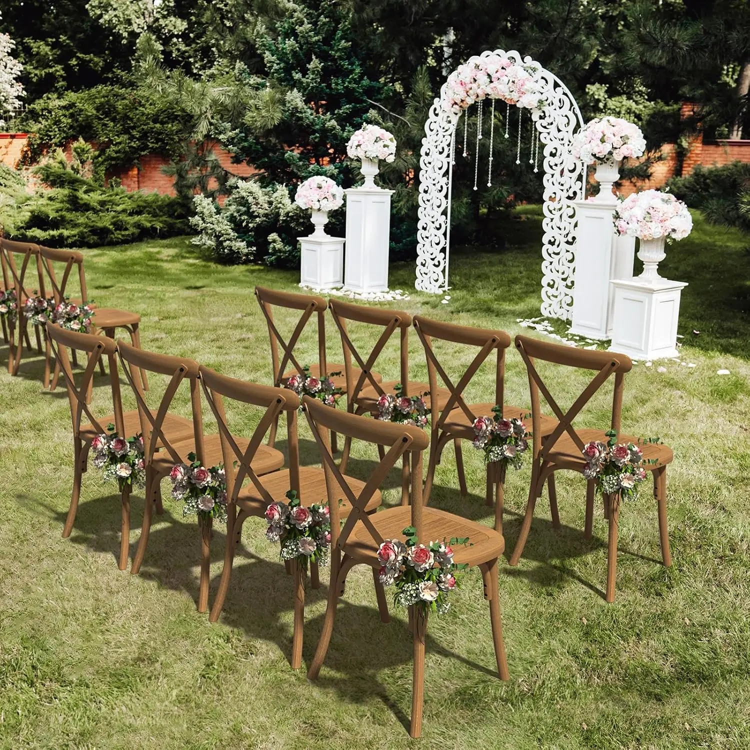 VINGLI Plastic Outdoor Dining Chairs Set of 2, Stackable Patio Dining Chairs with X Back, Waterproof Kitchen & Dining Room Chairs for Indoor-Outdoor, Capacity 400 lbs, Farmhouse
