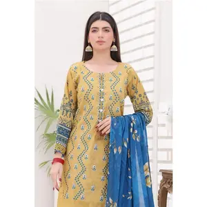 Mustard Blue 3-Piece Embroidered Lawn Set (Bana Dora)